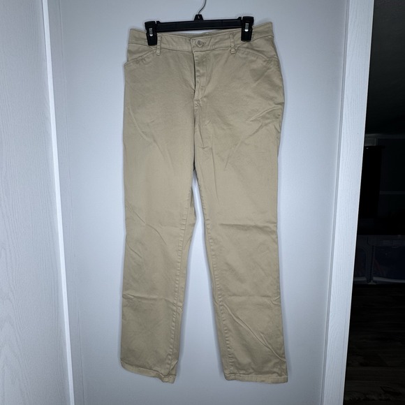 Lee Women's Pants Khaki Chinos Straight Leg Mid Rise Stretch | Size 10 Beige - Picture 1 of 10